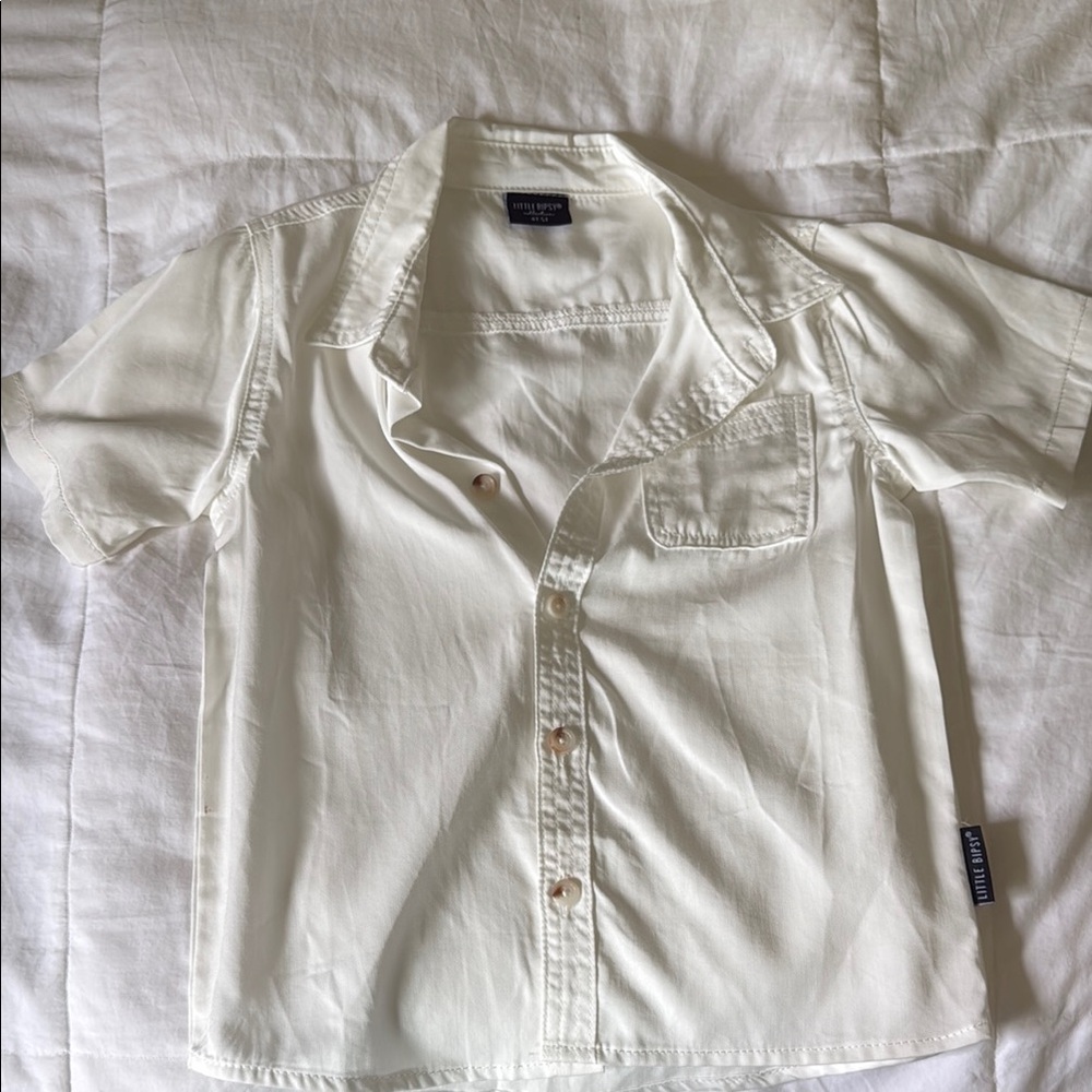 Little Bipsy White Dress Shirt with Crisp Cotton Fabric